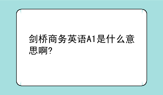 剑桥商务英语A1是什么意思啊?