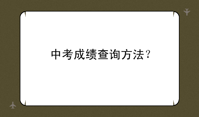 中考成绩查询方法？