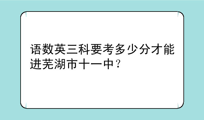 语数英三科要考多少分才能进芜湖市十一中？